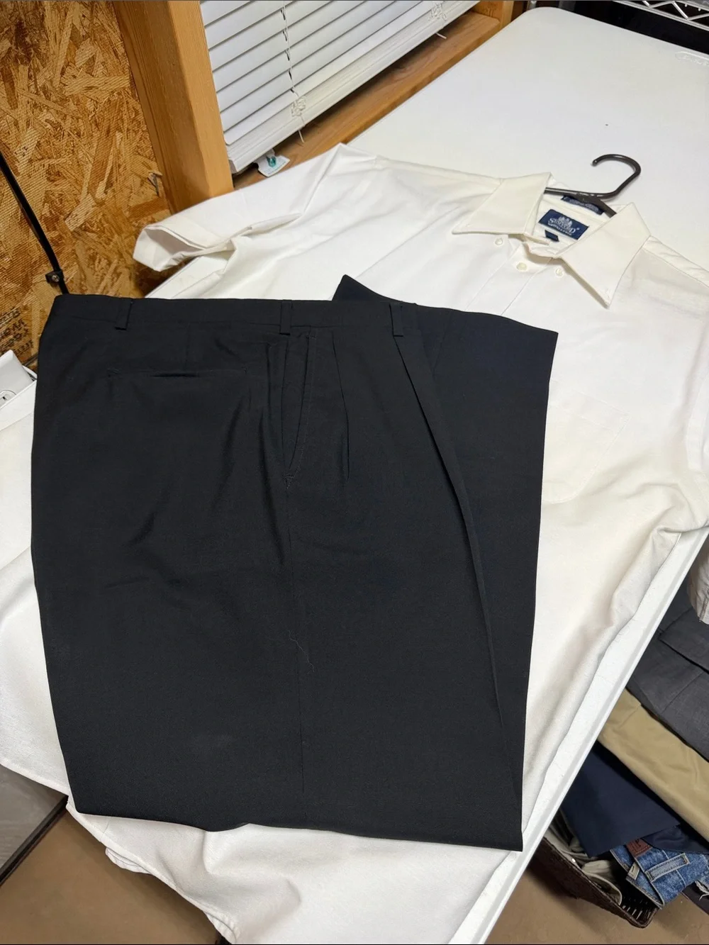 Stafford (16.5) White Shirt l/Hart Schaffner Marx Black Dress Pants(38/29)#100